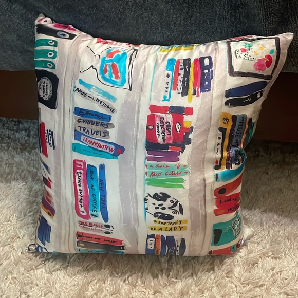 Kate Spade library book shelf print pillow - Picture 1 of 6